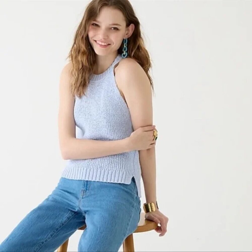 J. Crew Light Blue High-neck Sweater-Tank S